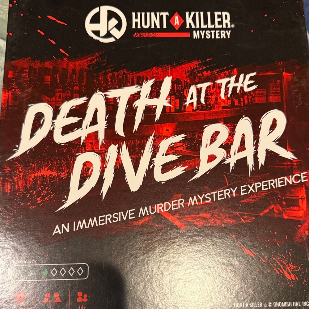Hunt A Killer Mystery Board Game - Death at the Dive Bar - Red and Black